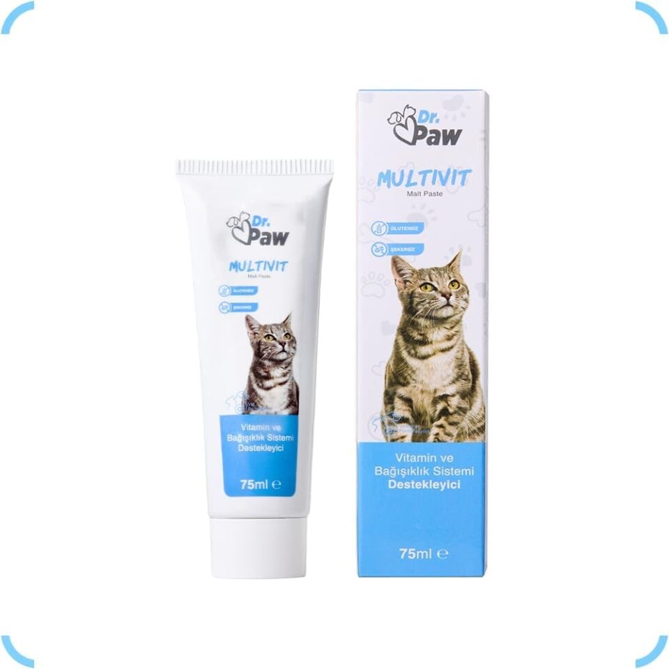 Dr. Paw Multivit: Kediler İçin Günlük Vitamin Takviyesi Glutensiz ve Şekersiz (100 gr)